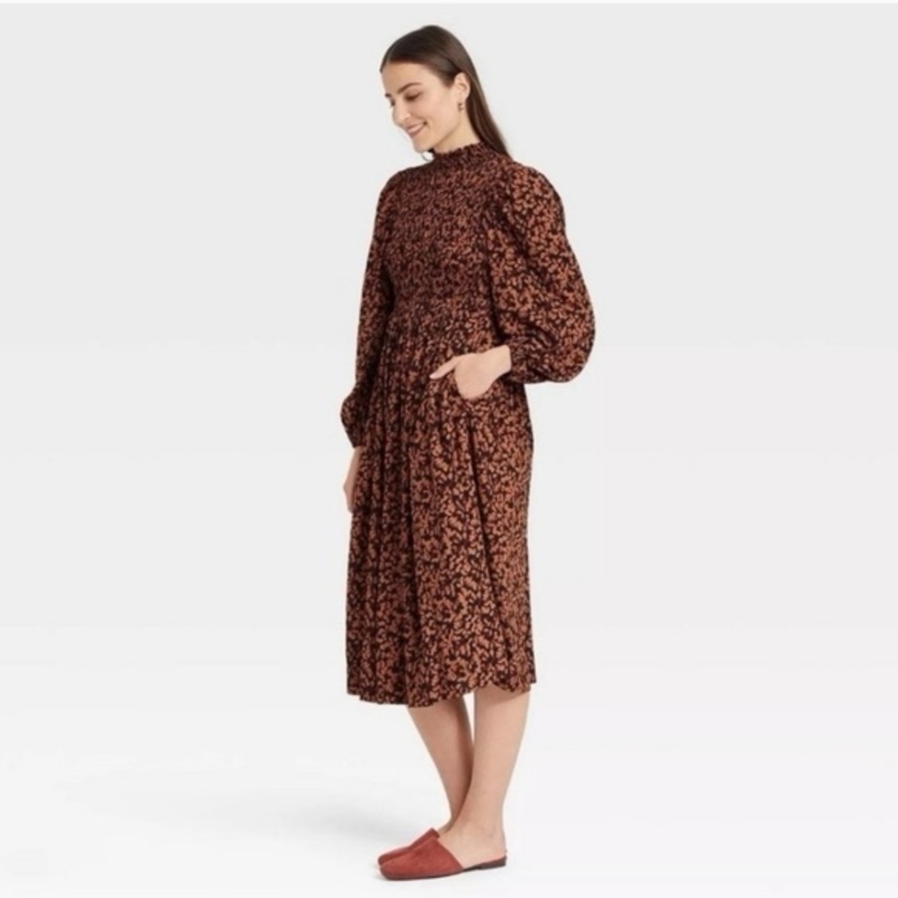 A New Day Floral Long Sleeve Midi Dress